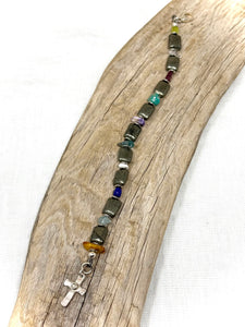 Multi Stone Cross Bracelet