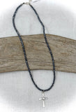 Silver & White Topaz Cross Necklace