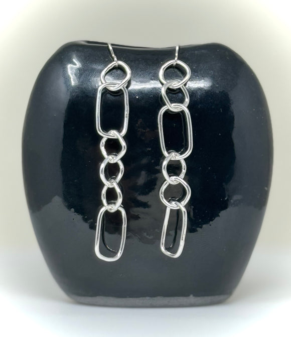 Asymmetric Silver Chain Earrings