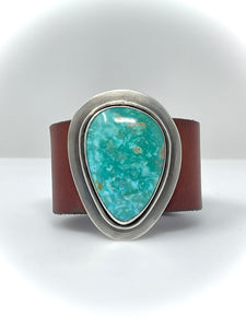 Sonoran Turquoise Sterling Leather Cuff