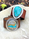 Sonoran Turquoise Sterling Leather Cuff