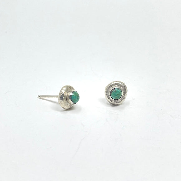 Arkansas Turquoise Pebble Studs